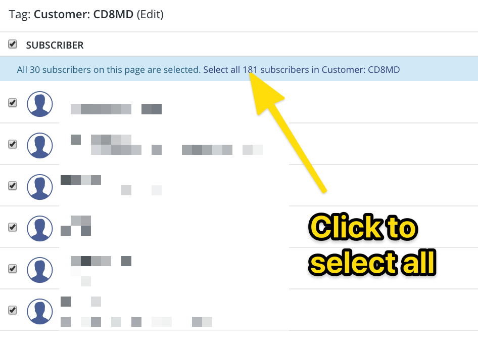 Select all subscribers