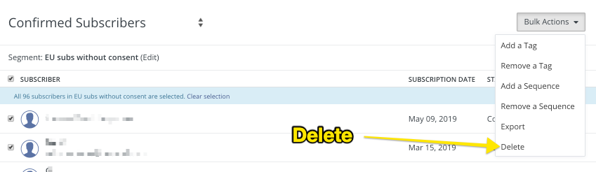 Bulk delete subscribers in ConvertKit
