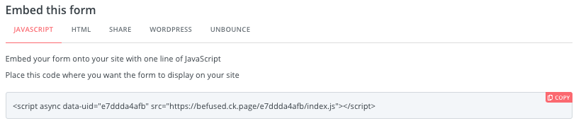 ConvertKit embed code
