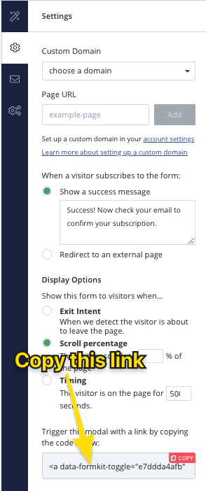 ConvertKit modal link