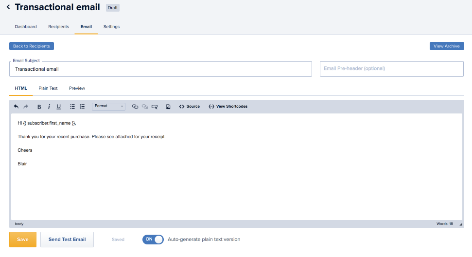 Drip broadcast email
